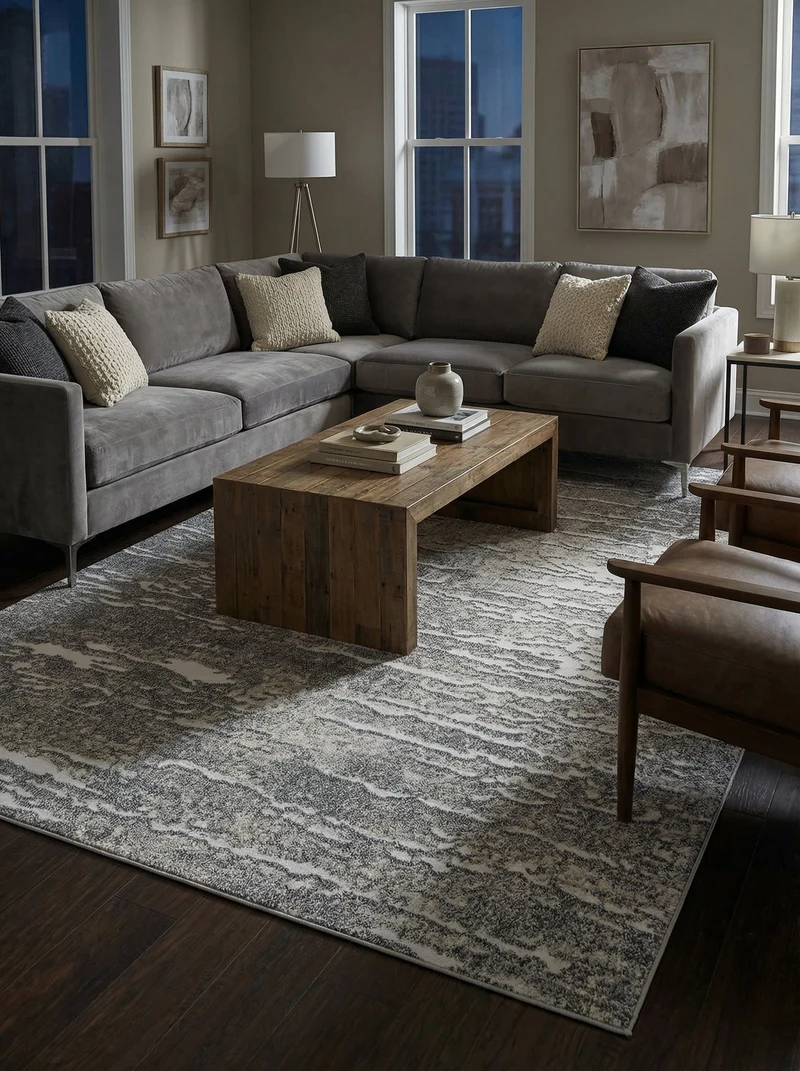 Tapis Moderne Gris & Crème - Arcano