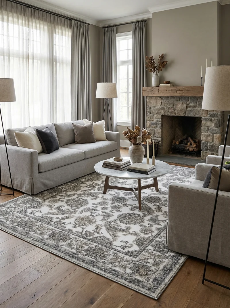 Tapis Oriental Crème & Gris - Arcano