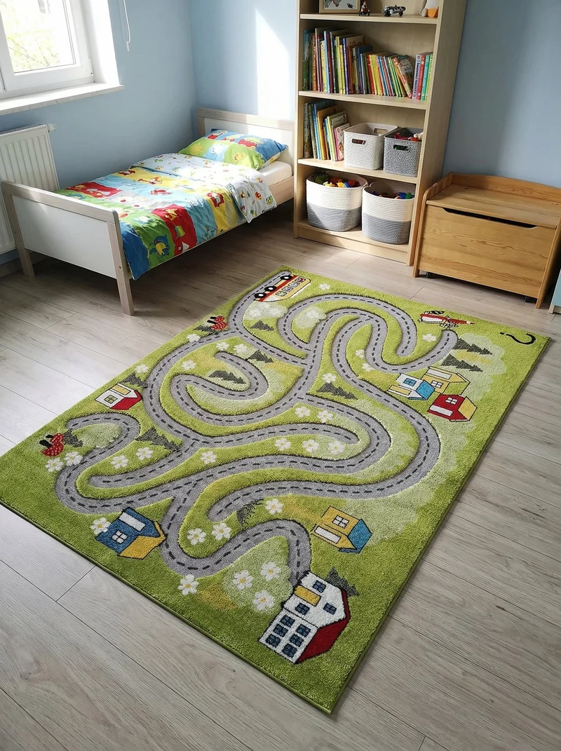 Tapis Enfant Route Vert - Konfeti