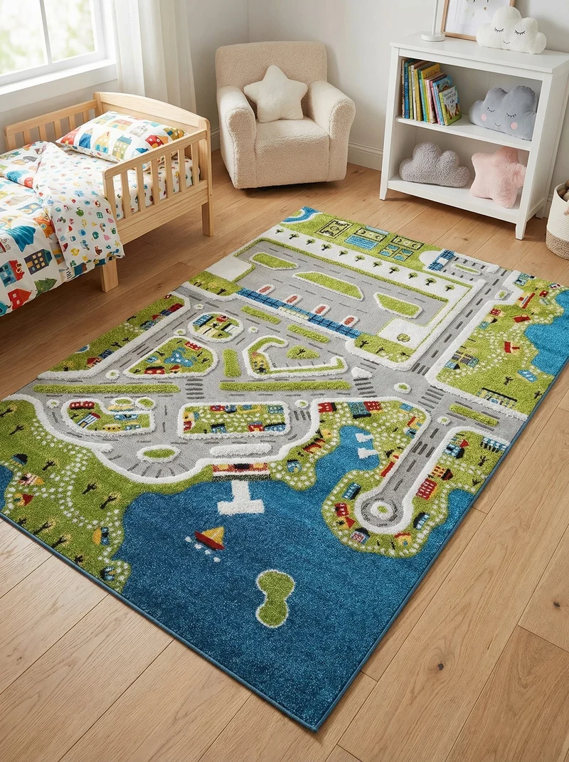 Tapis Enfant Circuit Ville Multicolore - Konfeti