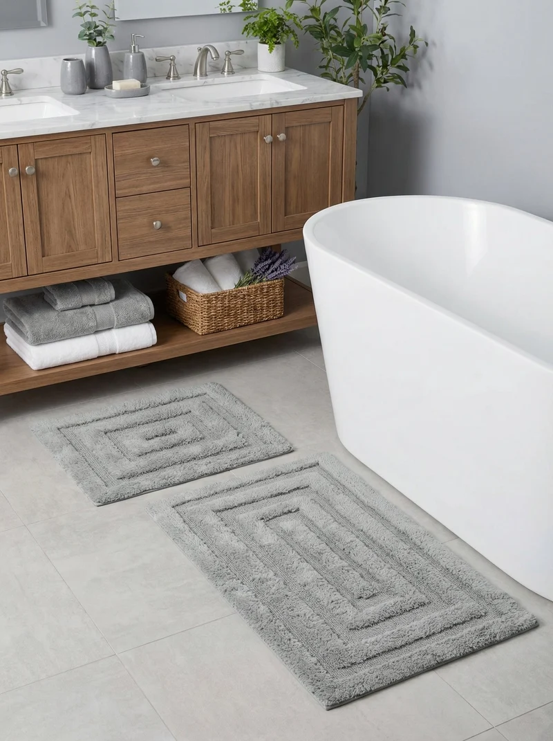 Kit Tapis de Bain Gris Clair - Harlem