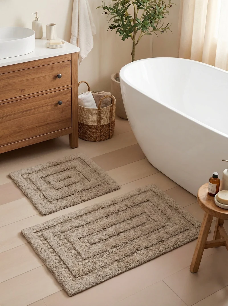 Kit Tapis de Bain Beige Lin - Harlem
