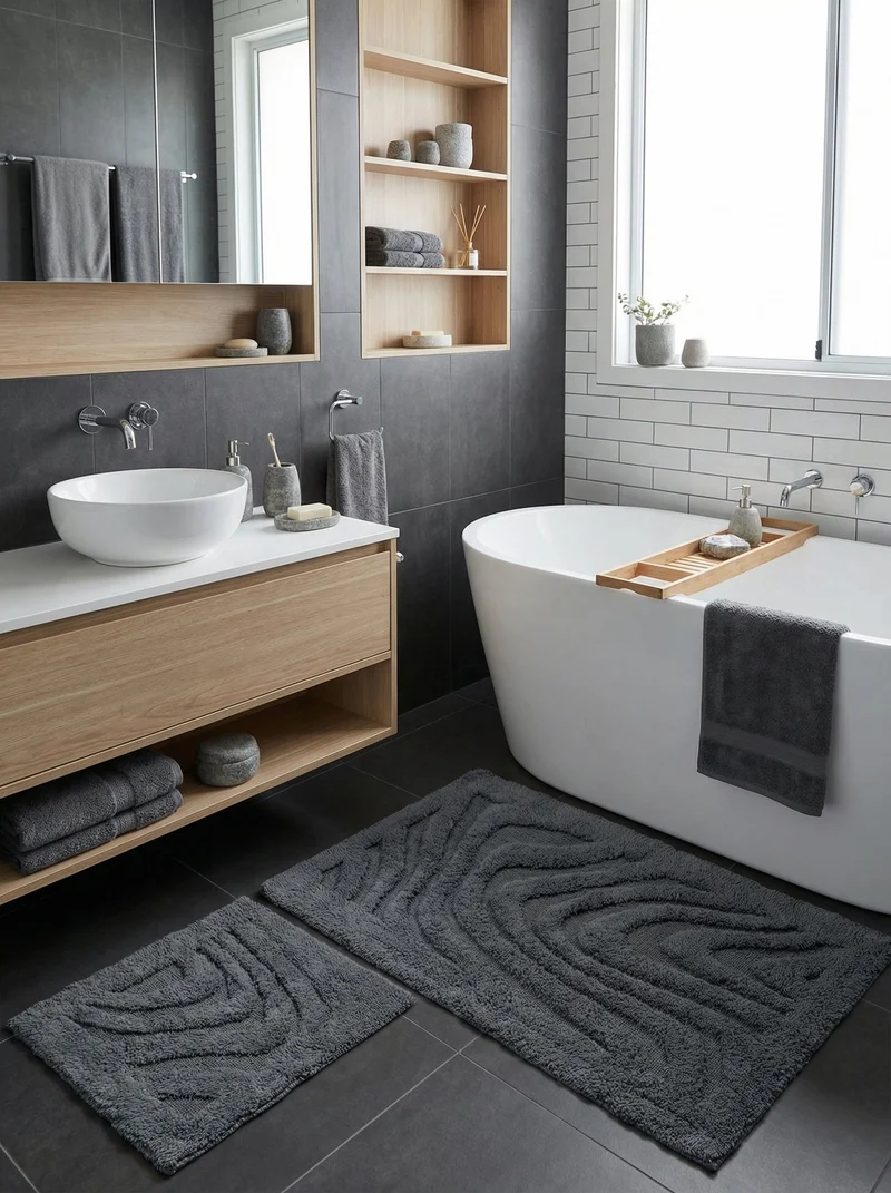Kit Tapis de Bain Graphite - Harlem N°2