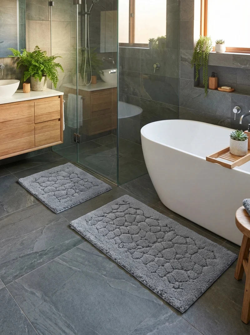 Kit Tapis de Bain Gris - Harlem