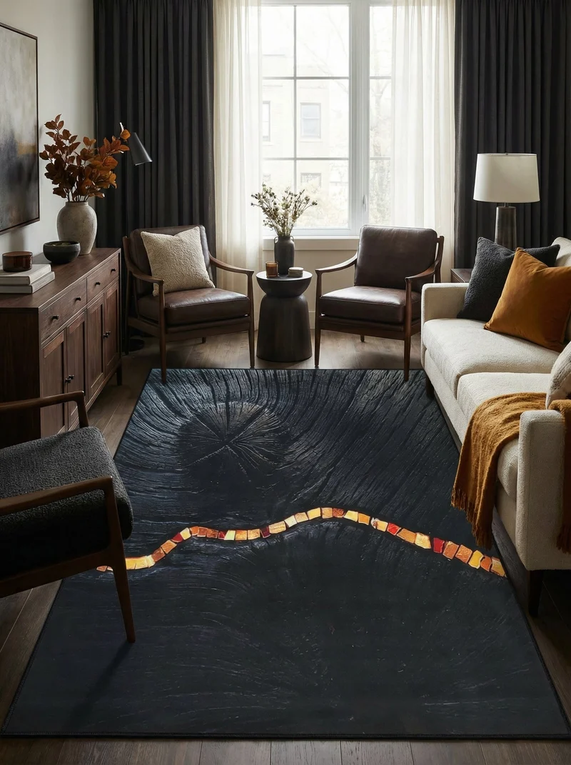 Tapis Lavable Design Noir et Or 11 - Onyx