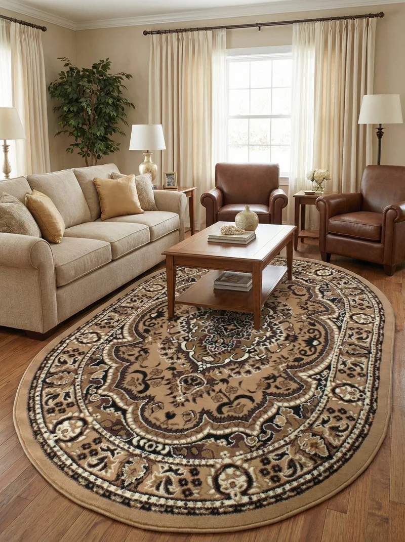 Tapis Ovale Oriental Caramel & Marron - Valore
