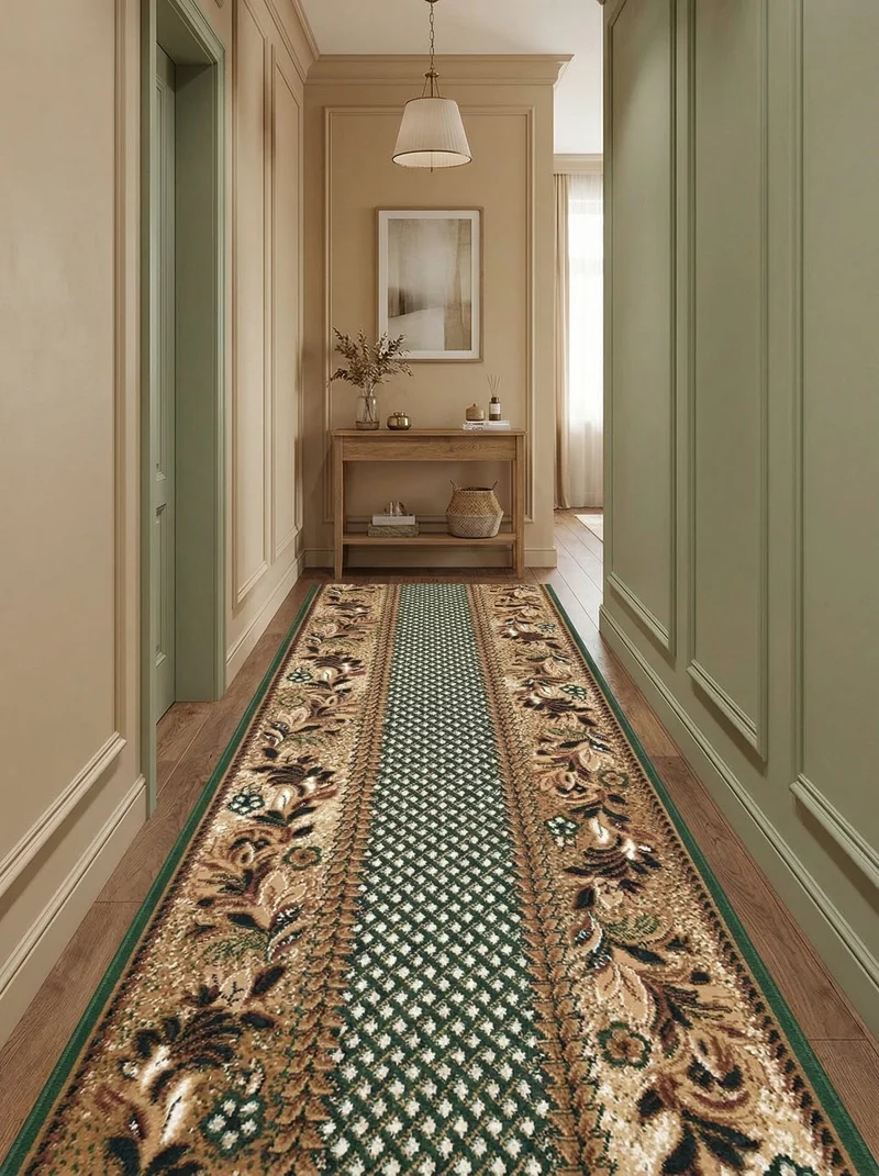 Tapis de Couloir Oriental Vert & Beige - Valore
