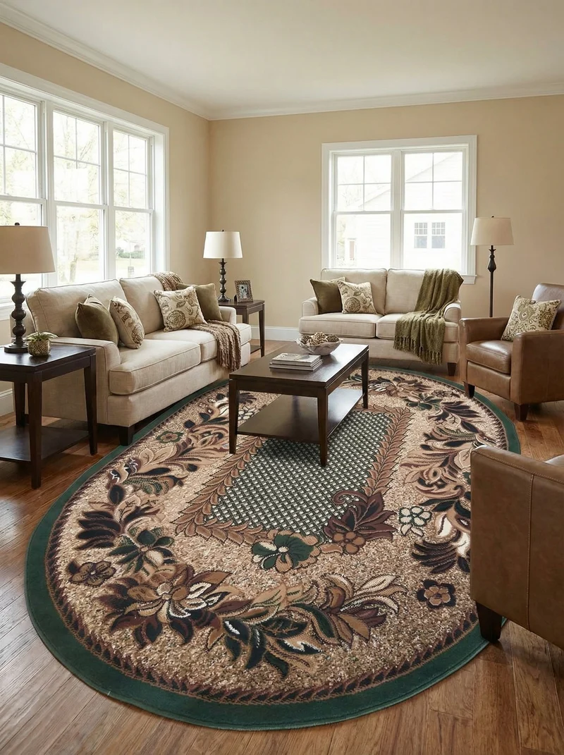 Tapis Ovale Oriental Vert & Beige - Valore