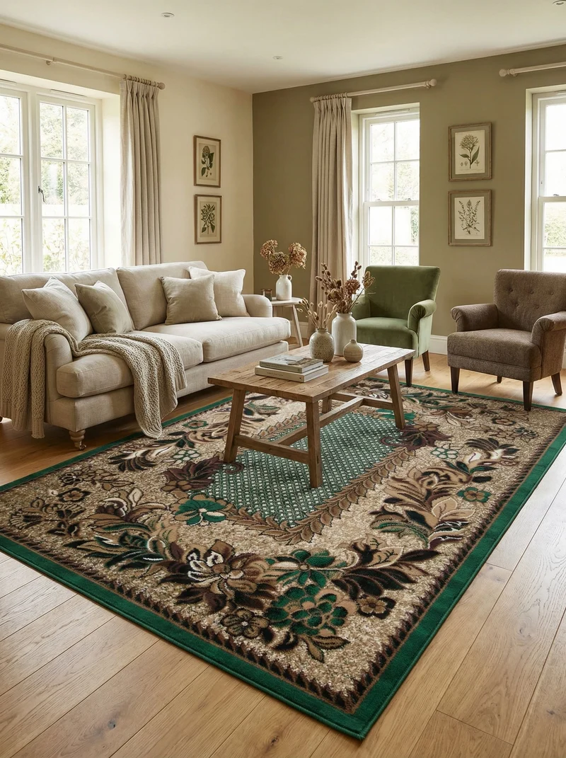 Tapis Oriental Vert & Beige - Valore