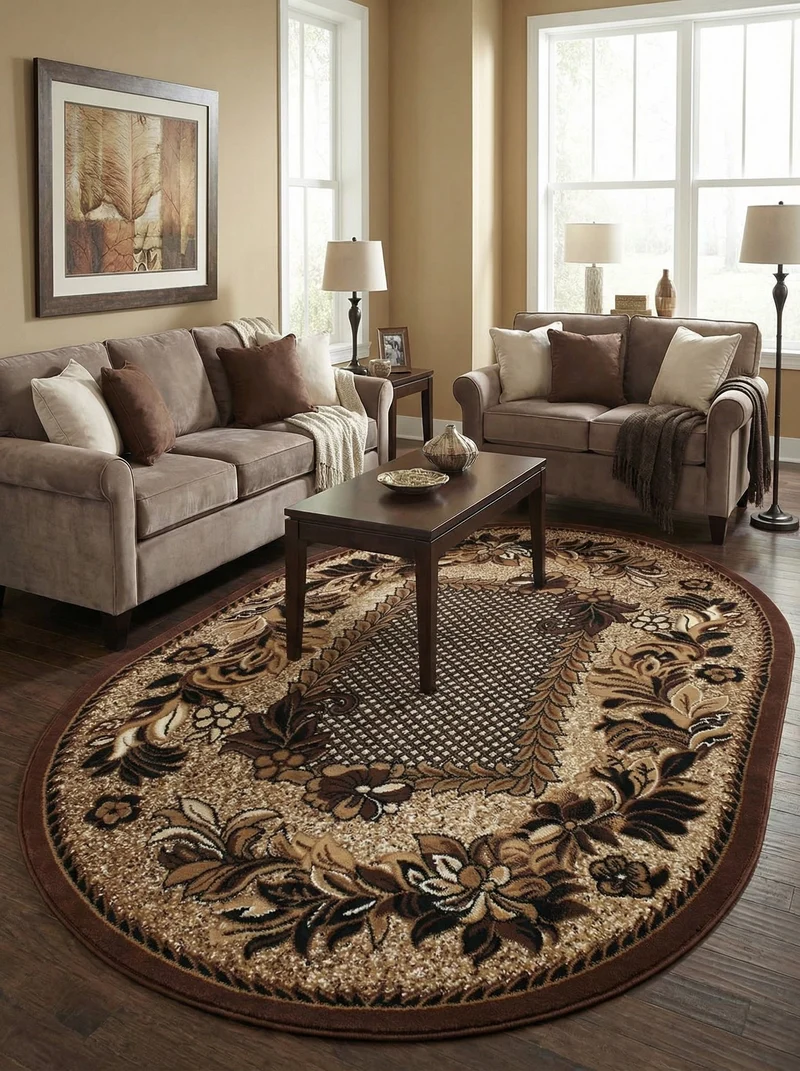 Tapis Ovale Oriental Beige & Marron - Valore