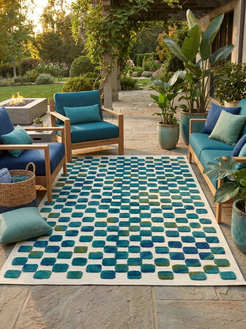 Tapis Extérieur Bleu & Blanc - Azura