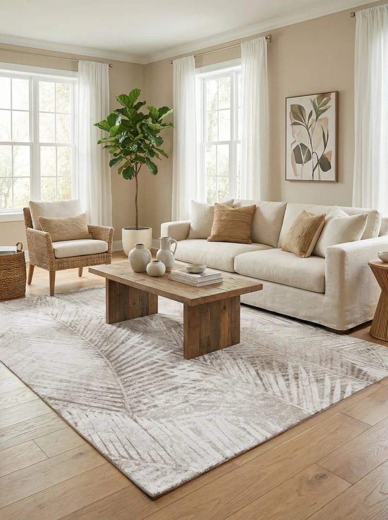 Tapis Lavable Scandinave Beige - Borneo