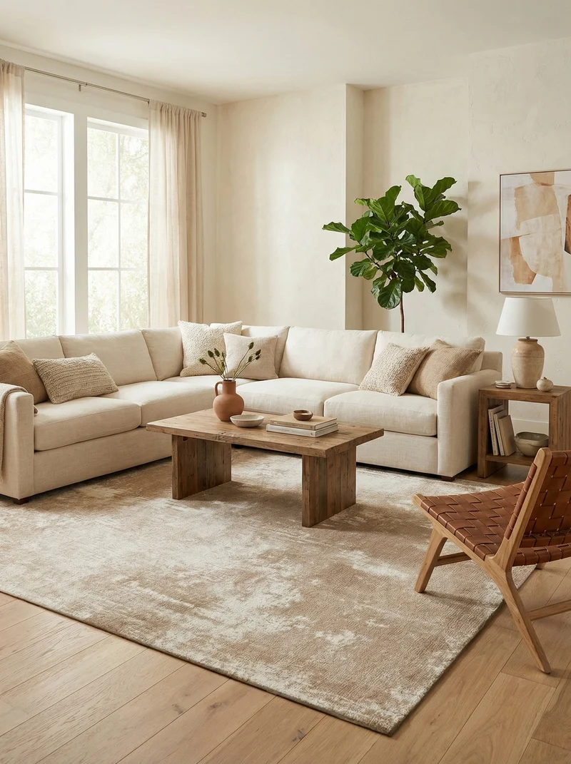 Tapis Lavable Abstrait Beige - Mesa