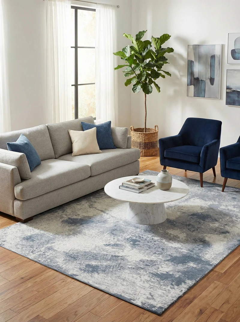 Tapis Lavable Abstrait Gris - Helios