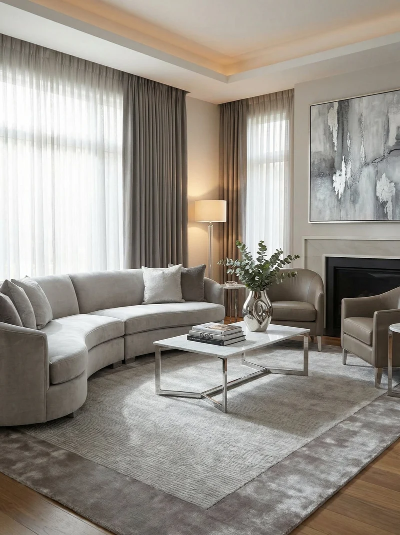 Tapis Viscose Gris Clair - Arcadia