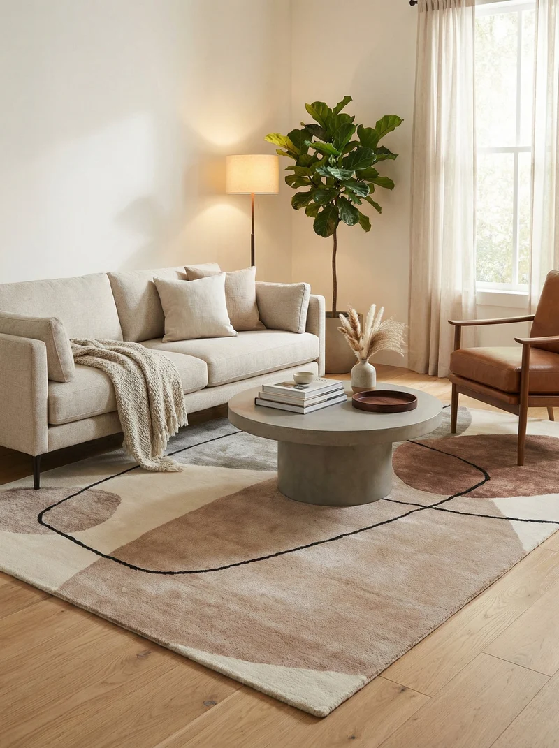 Tapis Viscose Beige & Terracotta - Botanica