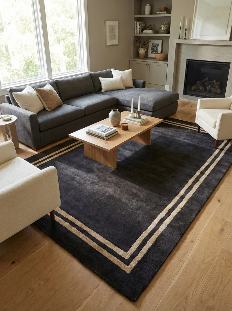 Tapis Viscose Noir & Doré - Imperio