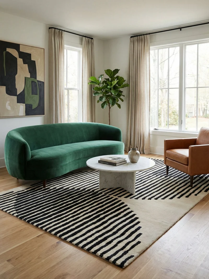 Tapis Viscose Ivoire & Noir - Lunaris