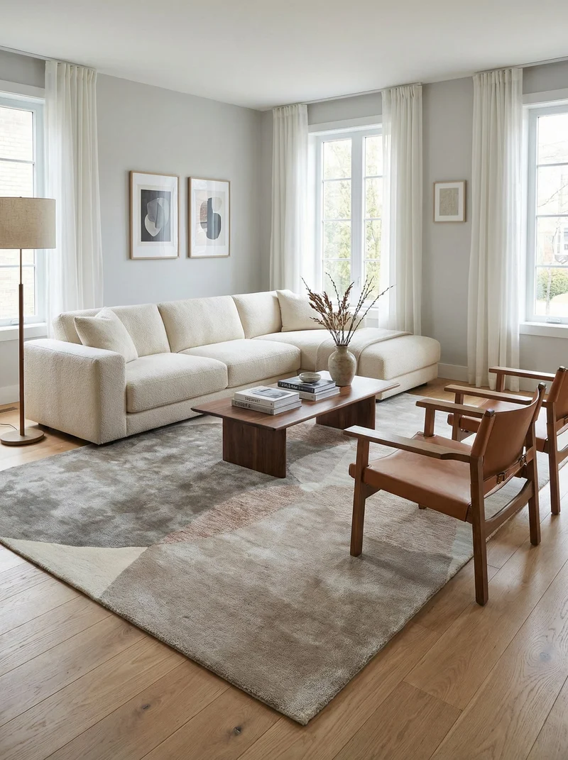 Tapis Viscose Beige & Gris - Tavira