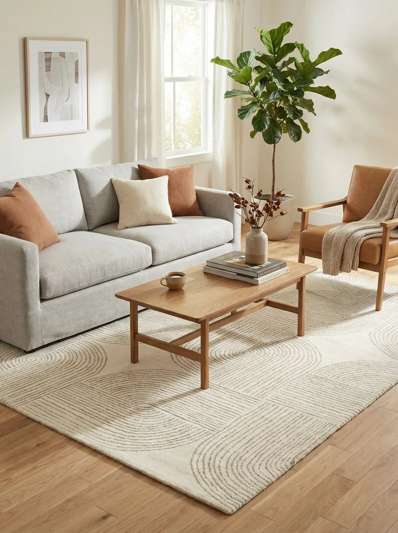Tapis 100% Laine Beige Clair - Barocco