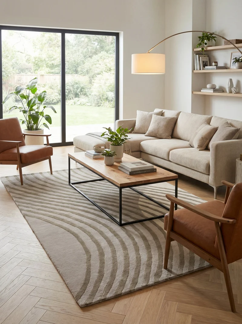 Tapis Laine & Viscose Taupe - Marea