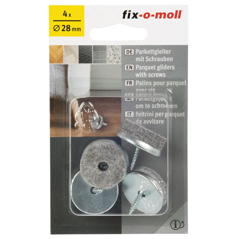 Fix-O-Moll Parkettgleiter mit Schraube 5 mm / Ø 28 mm 4 x Parkettgleiter