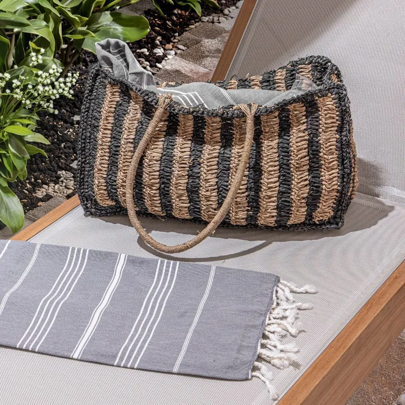 Sisal Tote Bag | Natural/Black 50x30cm