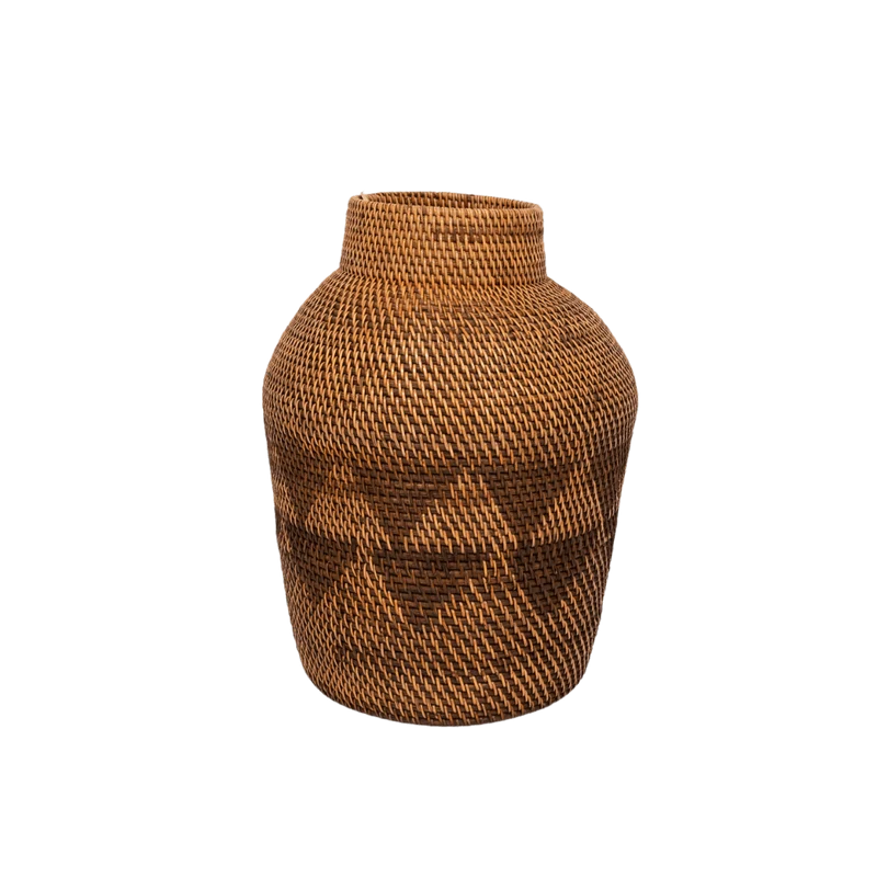 Black Patterned Tribal Basket | 50cm