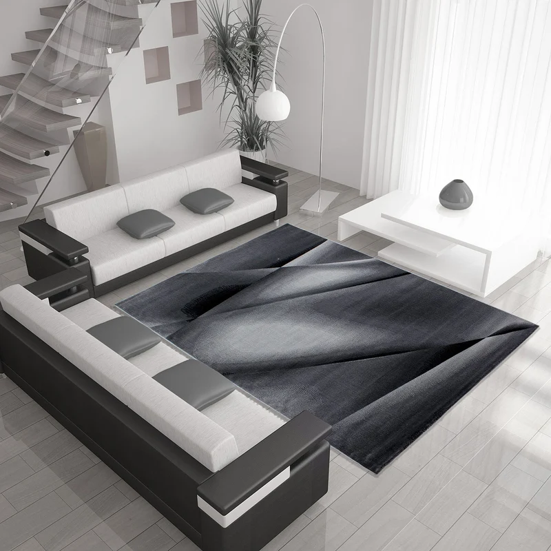 MIAMI - Tapis de salon à motif graphique noir - MIA6590NOI