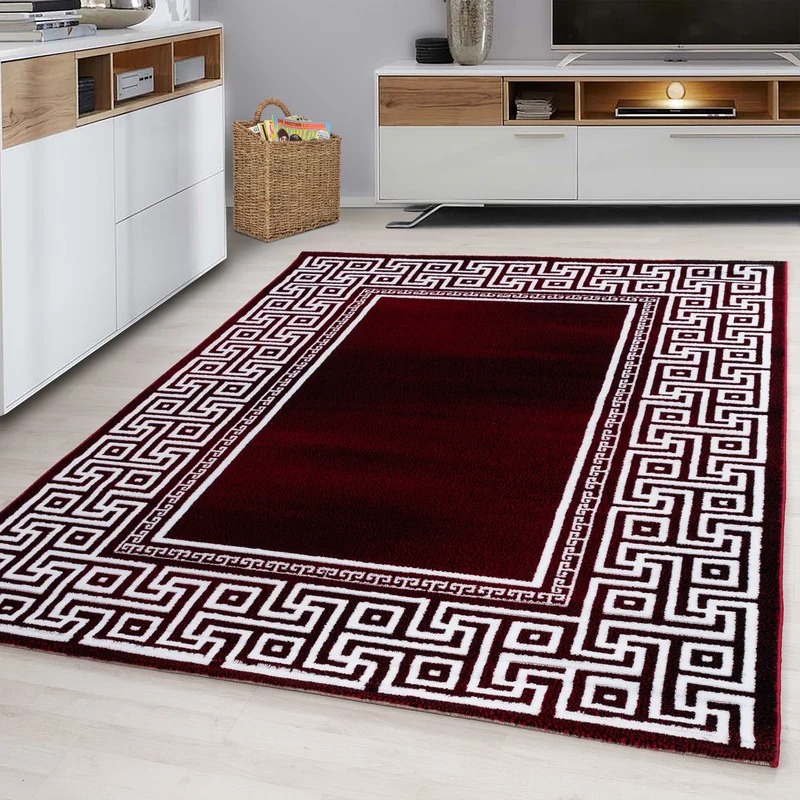 PARMA - Tapis à poils ras à motif rétro rouge - PAR9340ROU