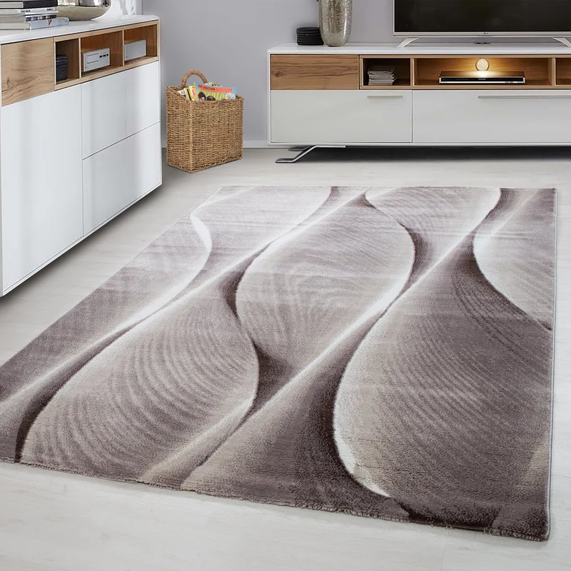 PARMA - Tapis à poils ras à motif artistique marron - PAR9310MAR