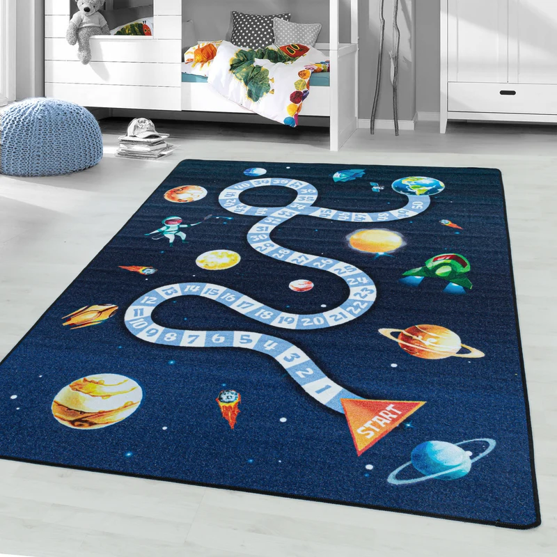PLAY - Tapis enfant jeu de l’oie espace bleu - PLA2910BLE