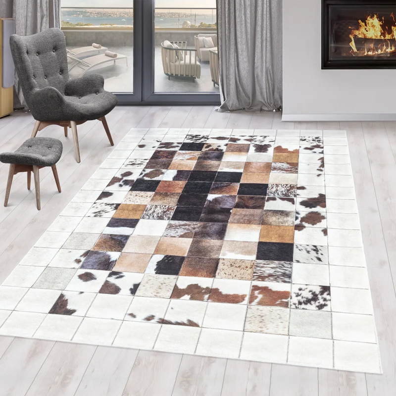 FIESTA - Tapis patchwork imitation peau multicolore - FIE4306BLA