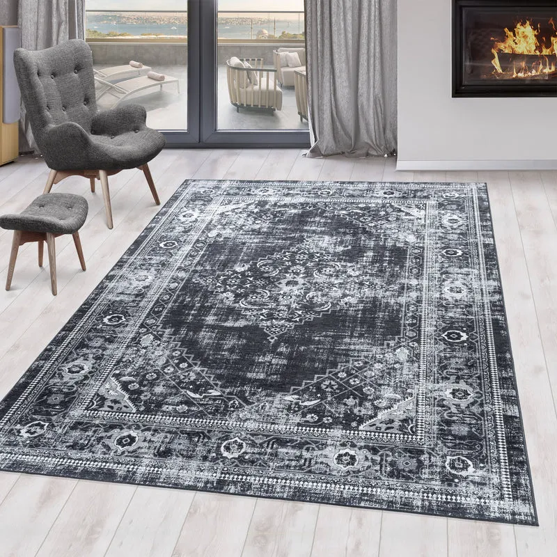 FIESTA - Tapis oriental effet vieilli noir - FIE4301NOI
