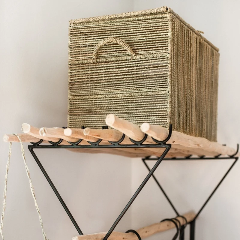 Malle de Rangement LINE | Coffre Tressé Fait Main en Corde de Palmier Naturelle