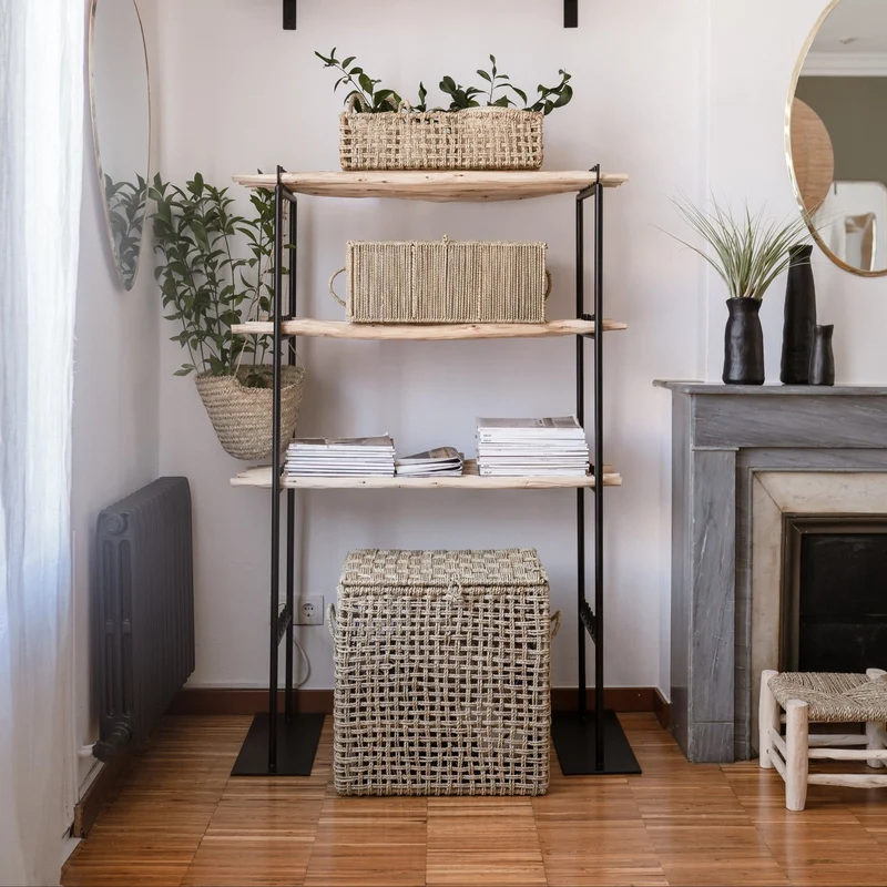 Malle de rangement LINE en corde de palmier tressée – Coffre artisanal naturel