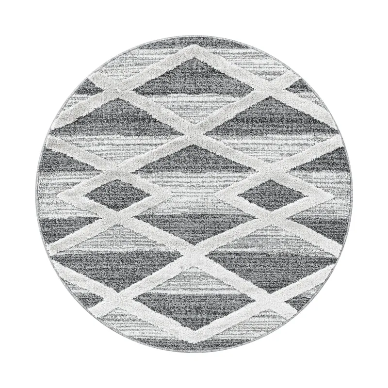 PISA - Tapis de salon rond à motif moderne gris - PIS4709GRI