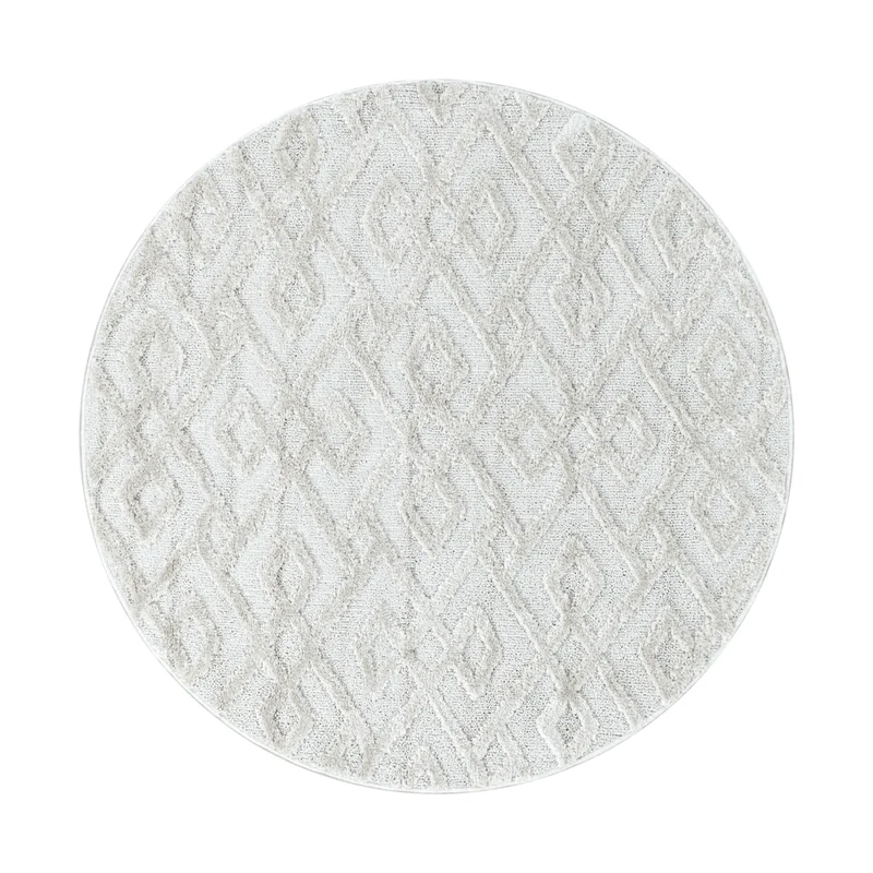 PISA - Tapis de salon rond à motif crème - PIS4708CRE