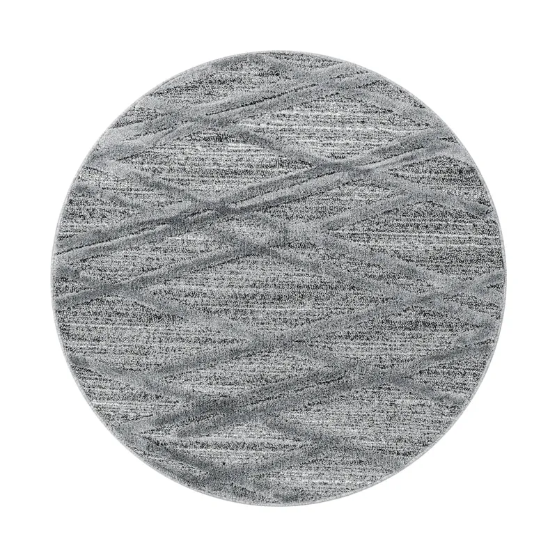 PISA - Tapis de salon rond à motif artistique gris - PIS4706GRI