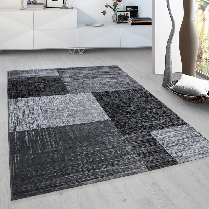 PLUS - Tapis à poils courts géométrique noir - PLU8001NOI