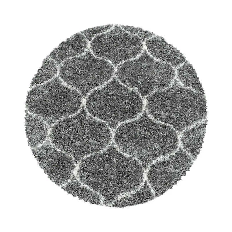 SALSA - Tapis shaggy rond à poils long berbère anthracite - SAL3201GRI
