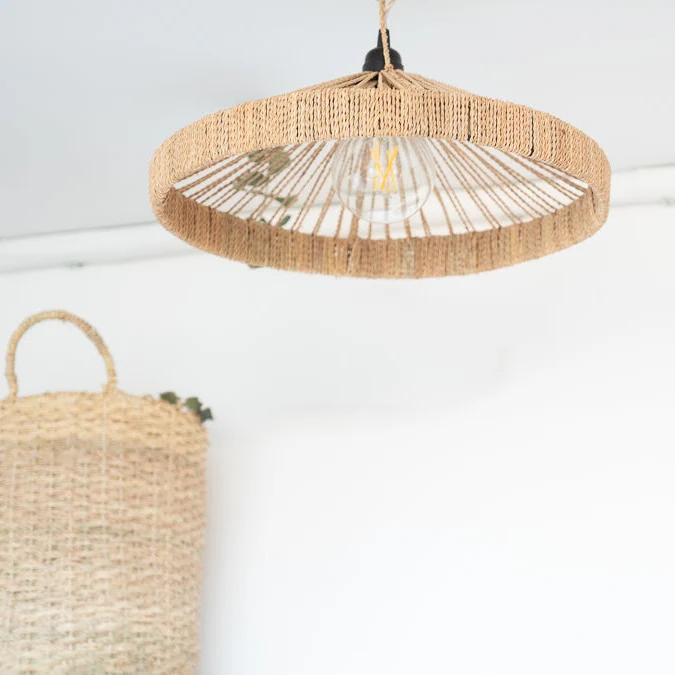 Suspension Corde de Palmier - Forme Disque Ajourée 40cm