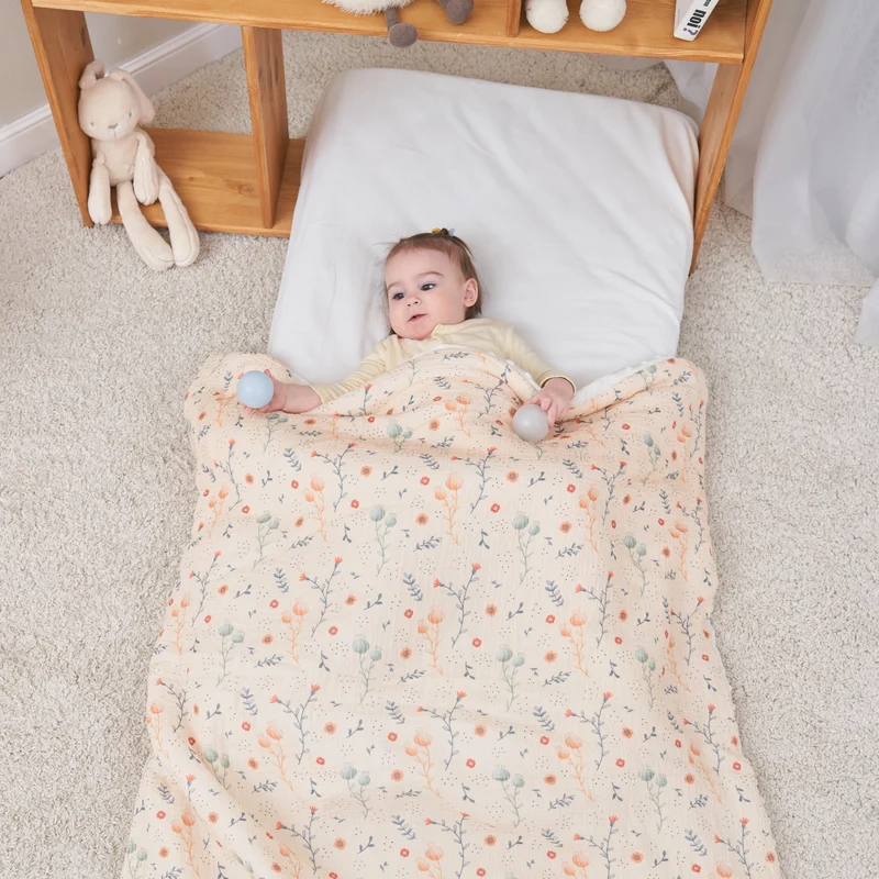 Couverture enfant en gaze de coton Oeko-Tex et minky