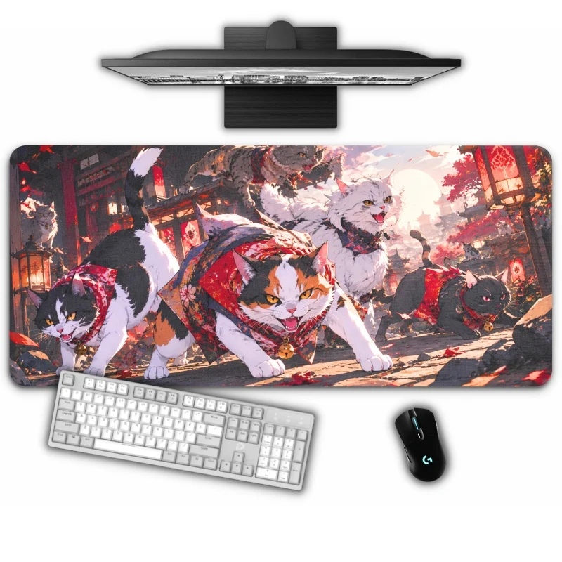 Tapis de bureau - "Chat Samouraï"