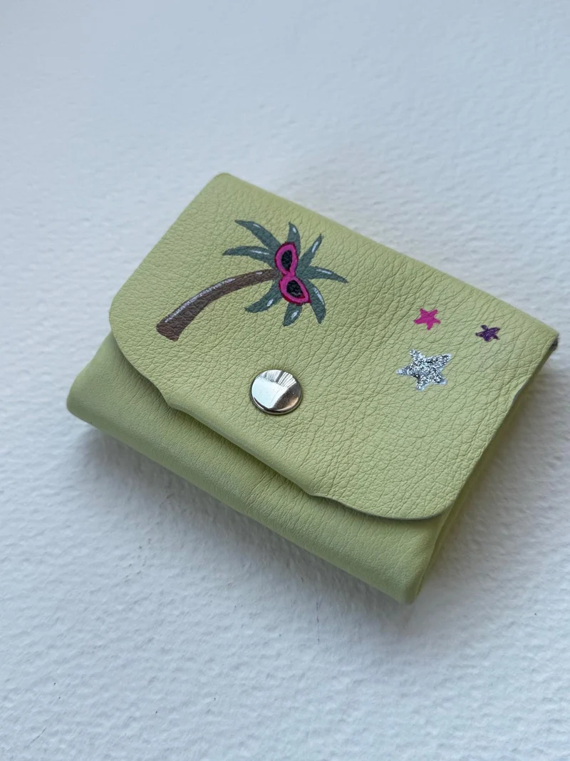 Porte Monnaie en Cuir Palm Trees Star