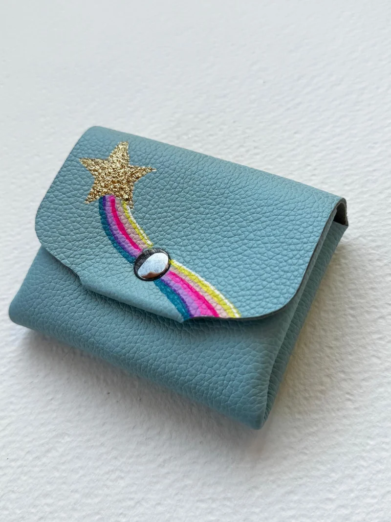 Porte Monnaie En Cuir Rainbow Star