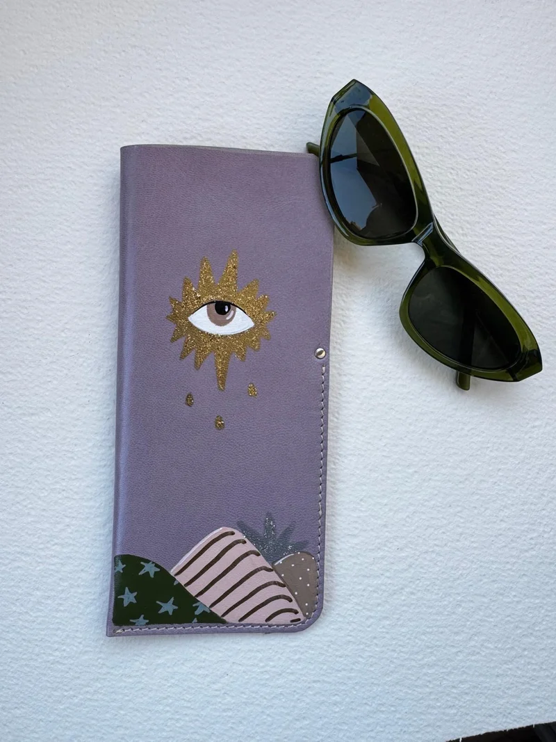 Étui À Lunettes En Cuir Purple Eyes