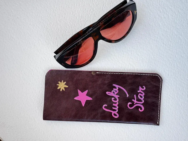 Étui À Lunettes En Cuir Lucky Hollywood Star