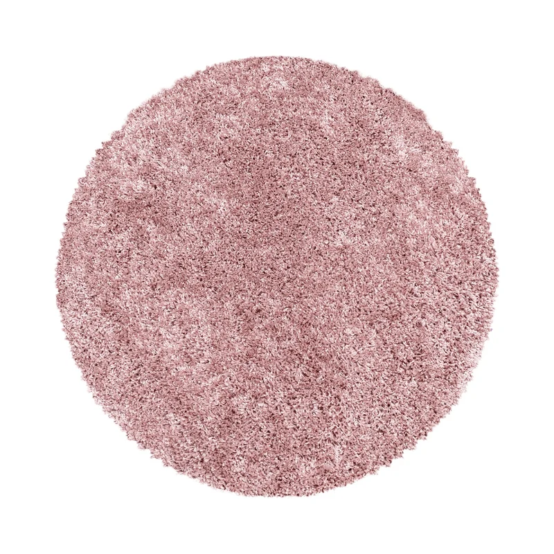 SYDNEY - Tapis shaggy uni rond à poils longs rose - SYD3000ROS