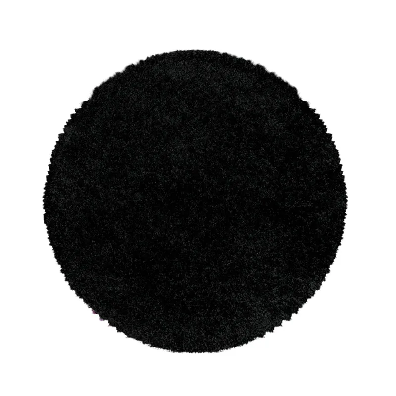 SYDNEY - Tapis shaggy uni rond à poils longs noir - SYD3000NOI